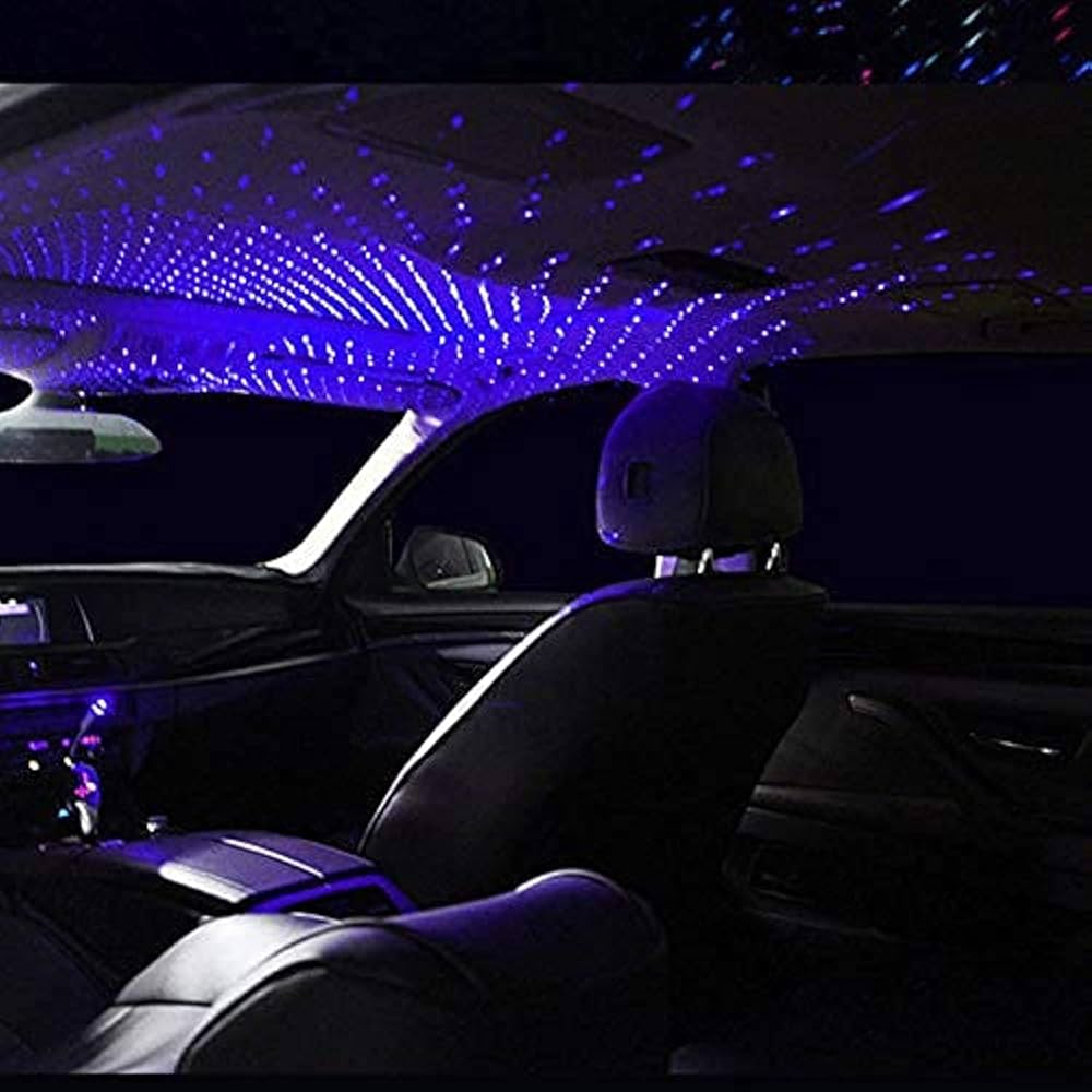 Star Lamp USB Car Star Ceiling Light Sky Projection Lamp Romantic Night Lights Car Fancy Lights (Red)